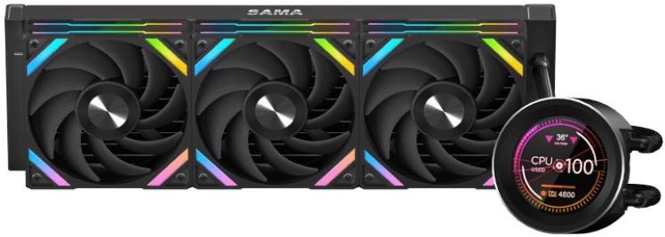 

Система охлаждения жидкостная SAMA Q60 LGA1851/1700/1200/115X/AM4/AM5 (3*120mm, 86CFM, 30dBA, 2600rpm), Q60
