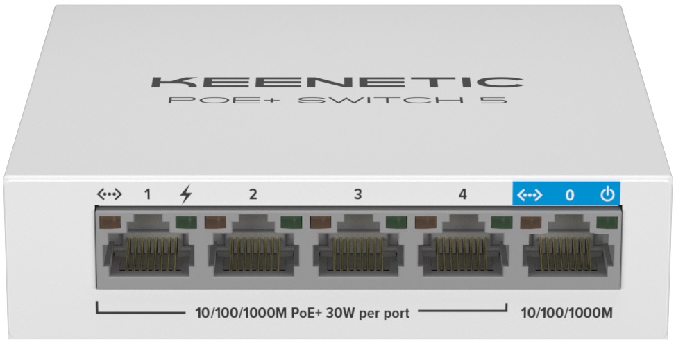 

Коммутатор Keenetic KN-4610 5-портовый гигабитный с 4 портами PoE+ и бюджетом мощности 60 Вт, KN-4610