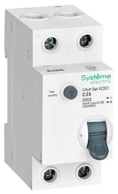 

Автомат дифференциальный Systeme Electric C9D36625 City9 Set 1P+N С 25А 6kA 30мА Тип-AС 230В, C9D36625