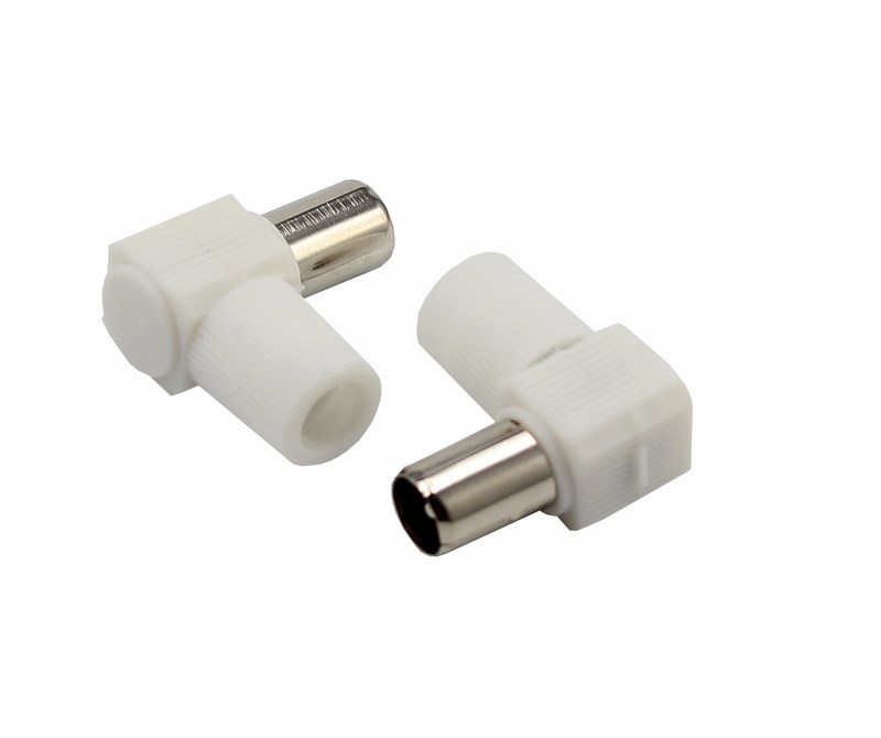 Разъем Rexant 05-2061 штекер TV без пайки белый угловой