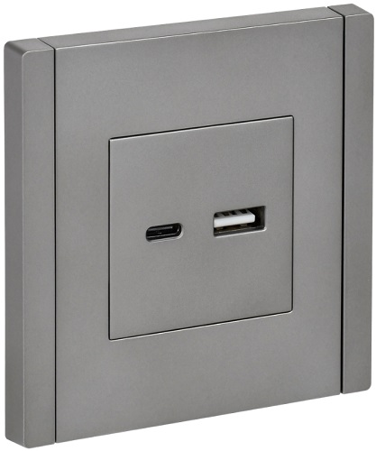 

Розетка USB IEK FP-U22-D31-K46 FORTE&PIANO тип A+тип C 3,1А FP550 сталь, FP-U22-D31-K46