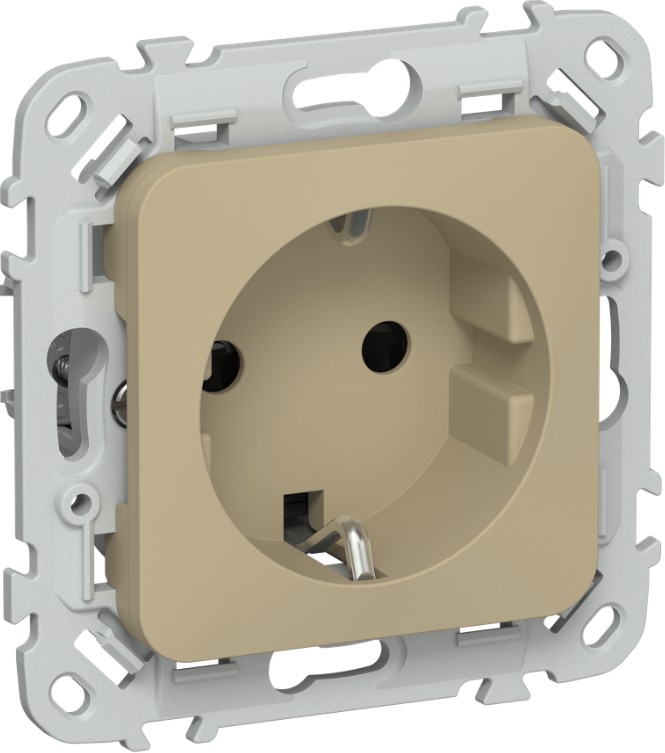 

Розетка с заземлением IEK FI-R14-16-1-K59 FLITE с защитными шторками безвинтовое крепление 16А РСш11-1-ФлХ хаки, FI-R14-16-1-K59