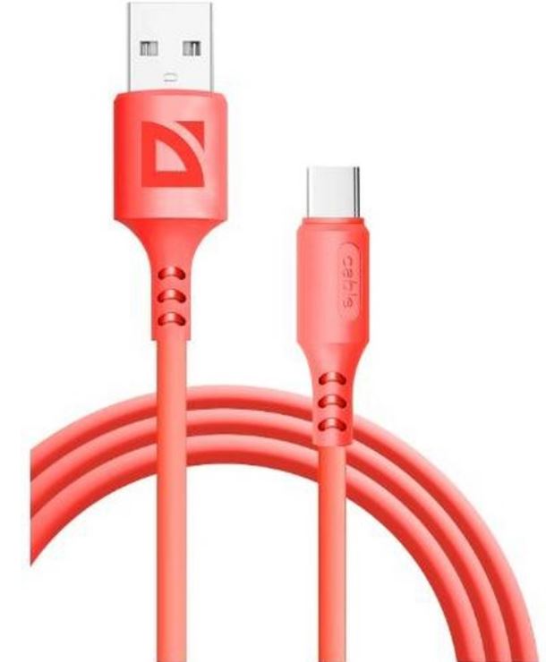 

Кабель Defender F207 87106RED USB 2.0 (AM) - Type C, 1метр, 2.4А, силиконовая оплетка, красный., F207