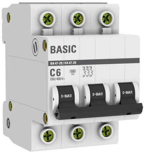 Изображение товара Автоматический выключатель EKF mcb4729-3-06C для защиты электросетей
