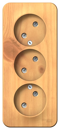 

Розетка Schneider Electric BLNRA001315 3-я б/з со шторками 16А, 250В, изолир. пластина Ясень наруж, BLNRA001315