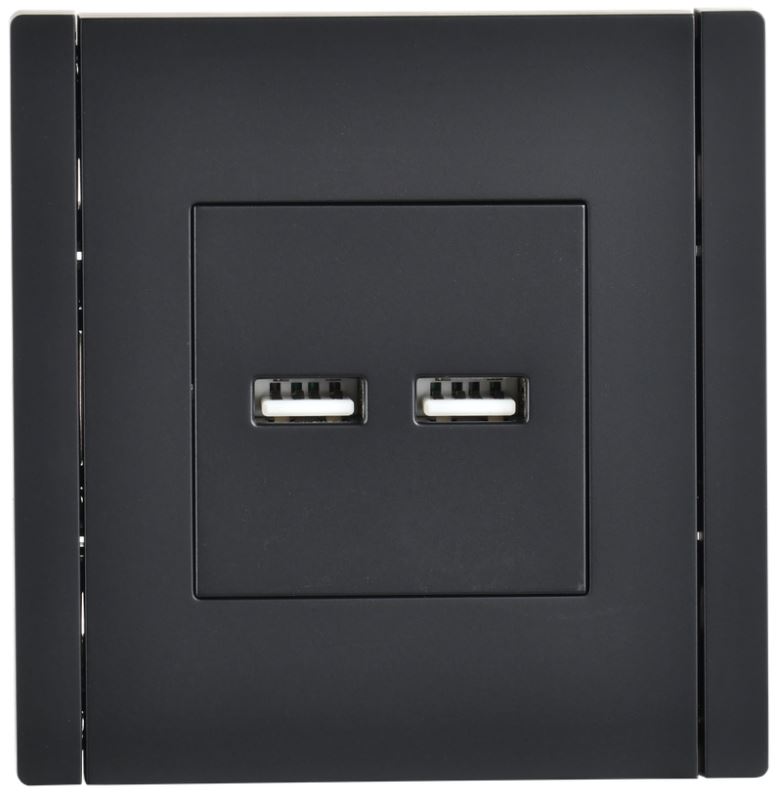 

Розетка USB IEK FP-U21-D31-K02 FORTE&PIANO тип A+тип A 3,1А FP149 черный, FP-U21-D31-K02