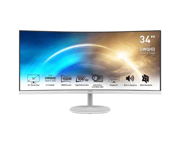 

Монитор 34" MSI PRO MP341CQW 9S6-3PB2CT-025 3440x1440, 21:9, VA, 100Hz, 1ms, 3000:1, 300cd, 178гр/178гр, 2*HDMI 2.0, DP, white, PRO MP341CQW