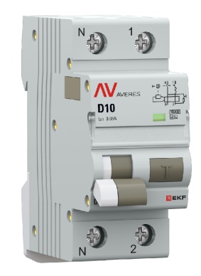 

Автомат дифференциальный EKF rcbo10-1pn-10D-30-a-av DVA-10 1P+N 10А (D) 30мА (A) 10кА AVERES, rcbo10-1pn-10D-30-a-av