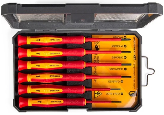 

Набор отверток КВТ 79771 диэлектрических НИО-06 мини серия ПРОФИ, 79771