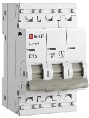 

Автоматический выключатель EKF M636316C 3P 16А (C) 6кА ВА 47-63N PROxima, M636316C
