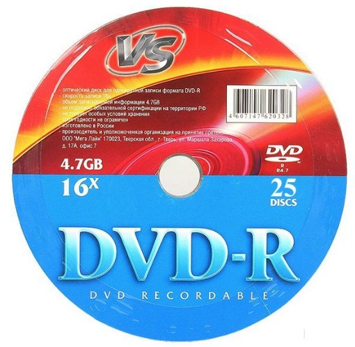 Диск DVD-R VS VSDVDRS2501 4,7 GB 16x Shrink/25 (620335)