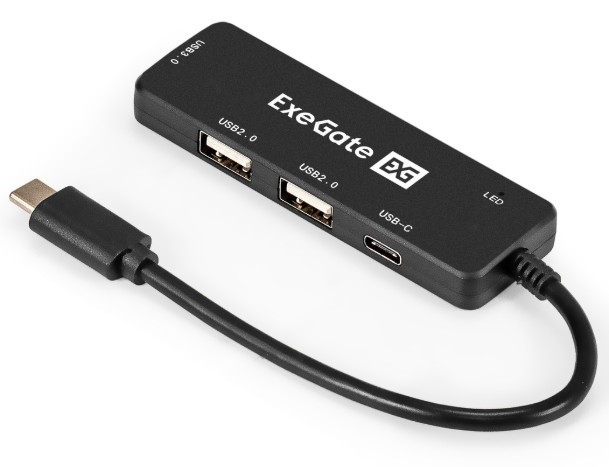 

Концентратор USB 3.0 Exegate DUB-211C EX299789RUS USB Type-C to 2*USB 2.0, USB 3.0, Plug Play, черный, DUB-211C