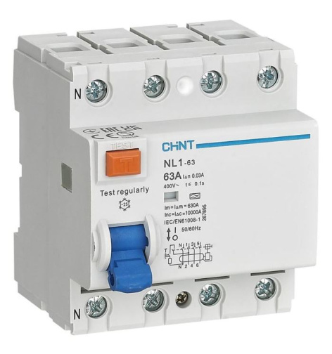 Изображение товара Устройство защитного отключения УЗО CHINT NL1 200226, 4 полюса, 25 мА