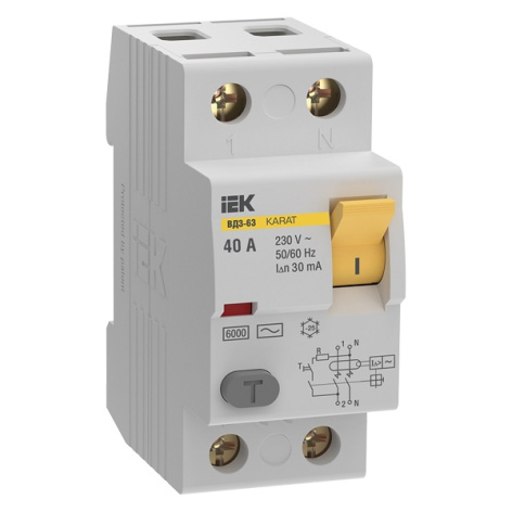 Изображение товара УЗО IEK MDV20-2-040-030 дифференциальное выключение защиты 230 В