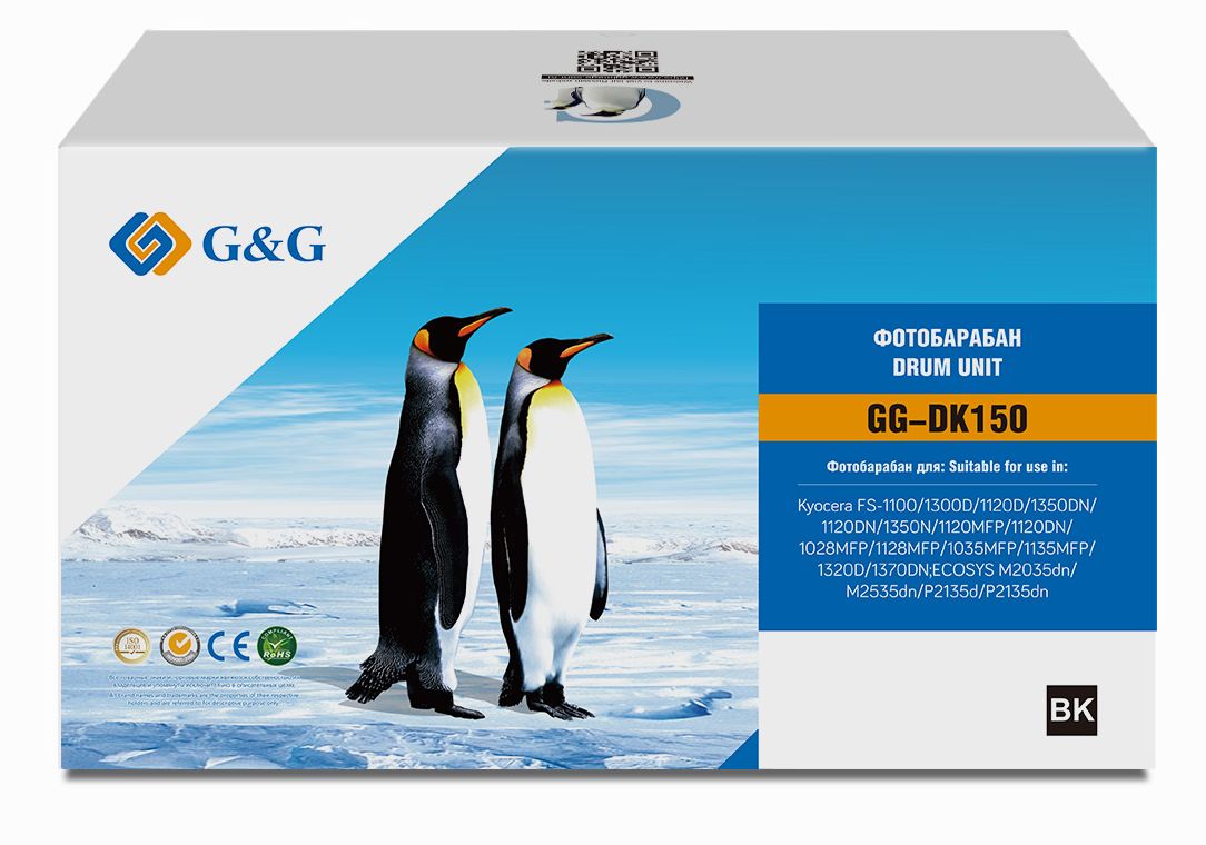 

Блок фотобарабана G&G GG-DK150 DK-150/DK-170/DK-130 черный ч/б:100000стр. для FS-1100/FS-1300D/FS-1120D/FS-1350DN/FS-1120DN/FS-1350N/FS-1120MFP/FS-112, GG-DK150