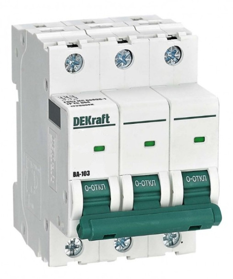 Изображение товара Автоматический выключатель DEKraft 12299DEK для защиты цепей 3-полюсный IP20 4А