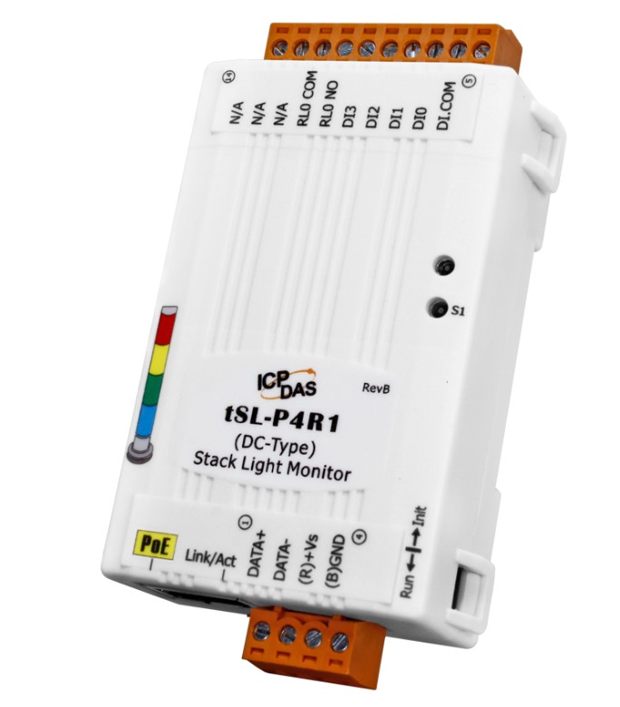 

Модуль ICP DAS tSL-P4R1 Single Stack Light Monitoring Module with Ethernet/RS-485 Interface and PoE for DC Stack Lights. (4 DC DI + 1 Relay) (RoHS), tSL-P4R1