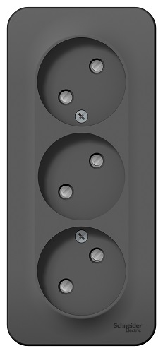 

Розетка Schneider Electric BLNRA001316 3-я б/з со шторками 16А, 250В, изолир. пластина Антрацит наруж, BLNRA001316
