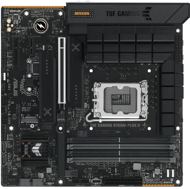 

Материнская плата mATX ASUS TUF GAMING B760M-PLUS II 90MB1HD0-M0EAY0 (LGA1700, B760, 4*DDR5 (7800), 4*SATA 6G RAID, 3*M.2, 3*PCIE, 2.5Glan, HDMI, DP,, TUF GAMING B760M-PLUS II