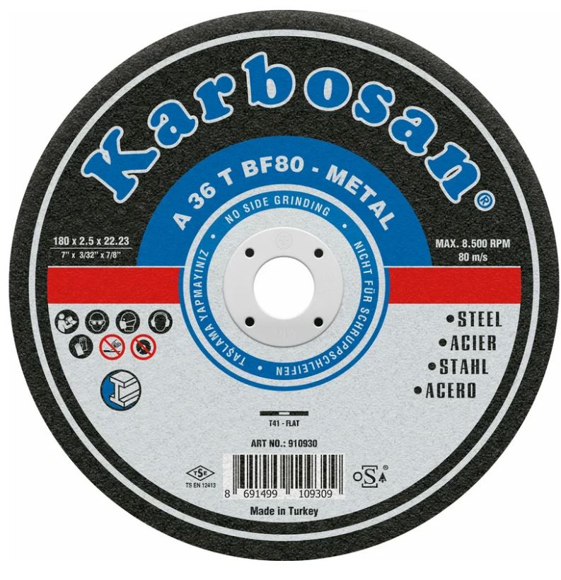 

Диск отрезной ООО САМ KAR-910930 Karbosan по металлу 180х2,5х22, KAR-910930