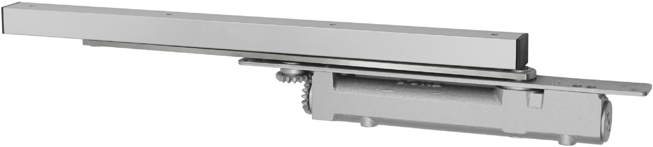 Доводчик Smartec ST-DC524HO-SL двери врезной cо скользящей тягой EN 2-4, 30 - 85 кг, 1100 мм, 2-х скор., HO - удержание в открытом положении, SL - алю