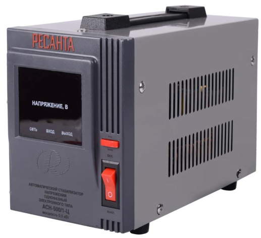 Изображение товара Стабилизатор Ресанта 63/6/1 с ЖК-дисплеем и мощностью 500 ВА