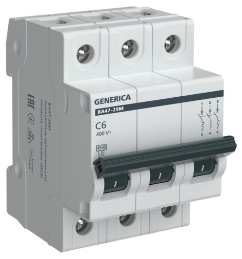 Изображение товара Генерика MVA21-3-006-C-G — автоматический выключатель 6 А, 400 В