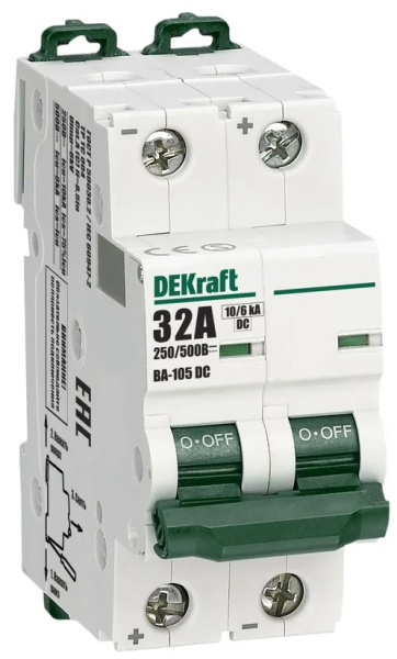 Изображение товара Автоматический выключатель DEKraft ВА-105-DC для защиты электрических цепей