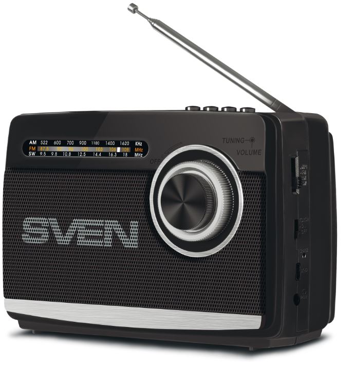 

Радиоприемник Sven SRP-155 SV-022716 чёрный (3 Вт, BT, FM/AM/SW, USB, microSD, фонарь, встроенный аккумулятор), SRP-155
