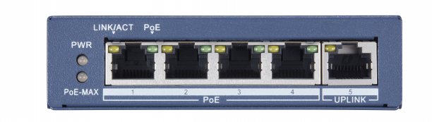 

Коммутатор PoE HIKVISION DS-3E0505P-E неуправляемый, 4хRJ45 1000M PoE с грозозащитой 6кВ/Uplink порт 1000М Ethernet, 802.3af/at, бюджет PoE 60Вт, проп, DS-3E0505P-E