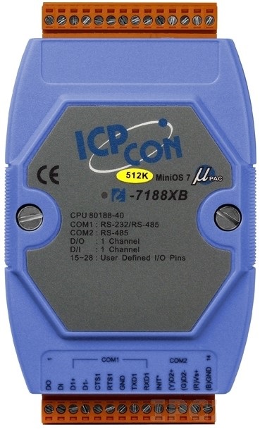 

Контроллер ICP DAS I-7188XB-512 CR Embedded Controller with two communication port, developing tool kit, With 512 k flash, I-7188XB-512 CR