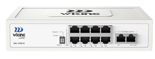Коммутатор неуправляемый Wi-Tek WK-PS210 v2 WIKING PoE 76Вт, 8FE(PoE)+2FE