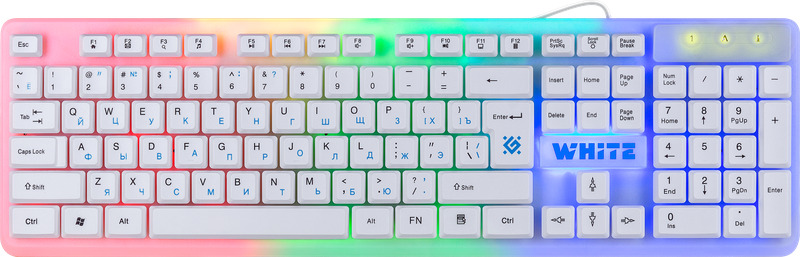 

Клавиатура Defender GK-172 45172 радуж. подсветка,104 кнопки, white, GK-172
