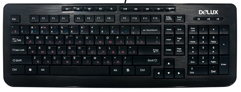 

Клавиатура Delux K3100U черная, Ultra-Slim, USB, ММ, K3100U