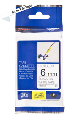 

Наклейка Brother TZEFX211 Наклейка ламинированная TZ-EFX211 (6 мм черн/бел, замена TZ-FX211), TZEFX211