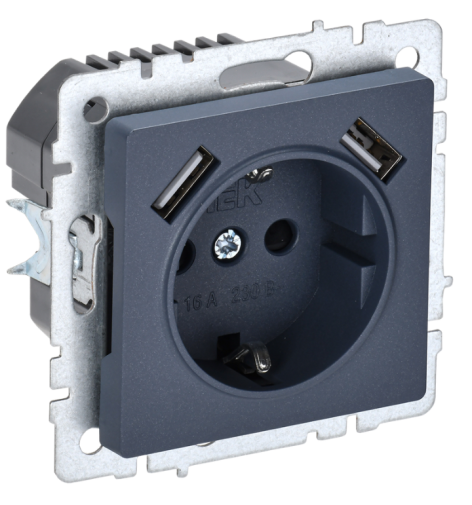 фото Розетка с заземлением  IEK BR-R14-16-U21-D21-K35 в Уфе