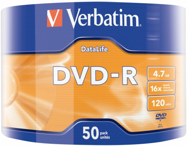 Изображение товара Диск DVD-R Verbatim 4.7GB 16x комплект 50 шт в тубусе