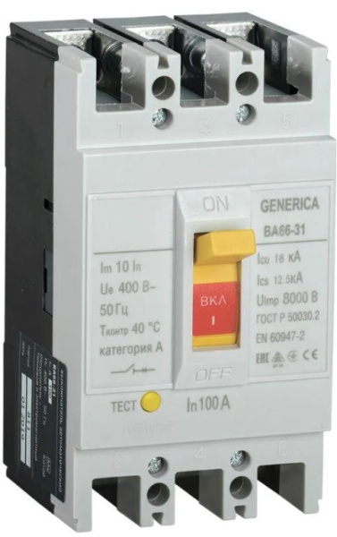 Изображение товара Автоматический выключатель GENERICA SAV10-3-0100-G