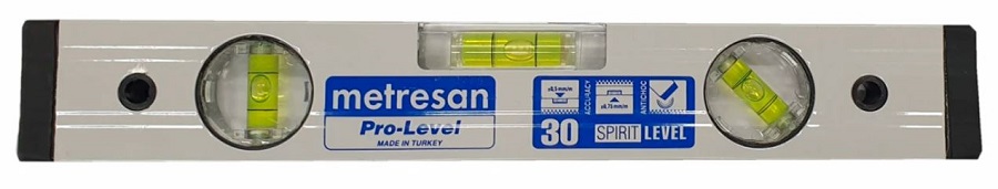 

Уровень строительный ООО САМ MET-082000030 METRESAN 30 см, 3 глазка, алюминиевый профиль, точность 0,5 / 0,75 мм/м, MET-082000030