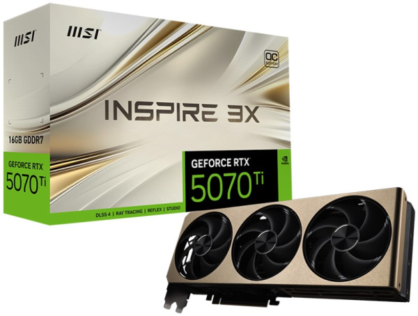 Изображение товара Видеокарта PCI-E MSI GeForce RTX 5070 TI INSPIRE 3X OC (RTX 5070 Ti 16G INSPIRE 3X OC)