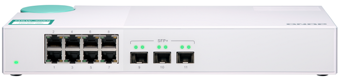 

Коммутатор неуправляемый QNAP QSW-308S 10 Gb/s с 3*SFP, 8*1 Gb/s RJ-45, пропускная способность до 76 Gb/s, поддержка JumboFrame, QSW-308S