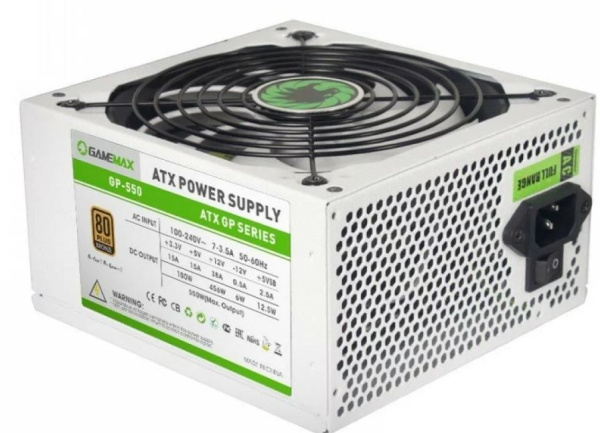Изображение товара Блок питания GameMax GP-550W White 80 Plus Gold модульный ATX для мощных ПК