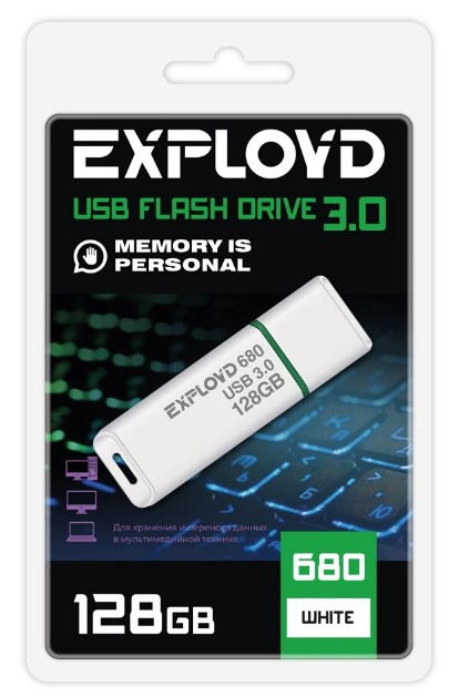 

Накопитель USB 3.0 128GB Exployd EX-128GB-680-White 680 белый, EX-128GB-680-White