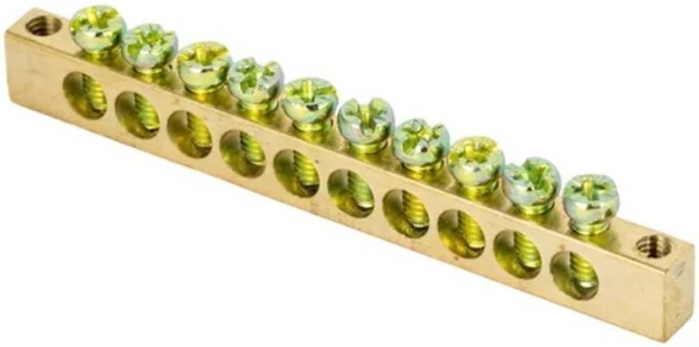 

Шина EKF sn0-63-10-k PEN "ноль-земля" (6x9мм) 10 отв. латунь крепеж по краям, sn0-63-10-k