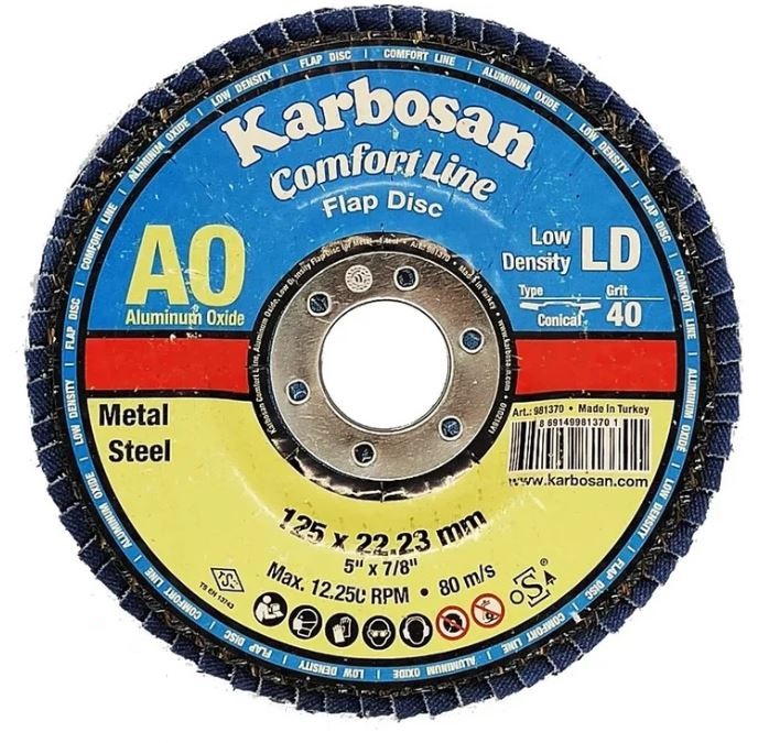 

Круг лепестковый ООО САМ KAR-981370-10 Karbosan КЛТ 125х22/Р40 Comfort Line AO LD Flap Конический 10 шт, KAR-981370-10
