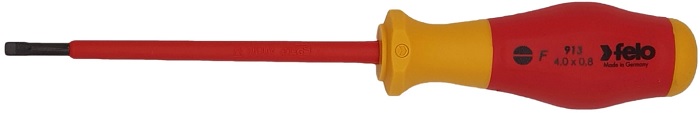 

Отвертка диэлектрическая Felo 91304090 шлицевая SL4,0x0,8x100, 91304090