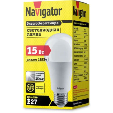 фото Лампа светодиодная Navigator NLL-A60-15-230-4K-E27 в Перми