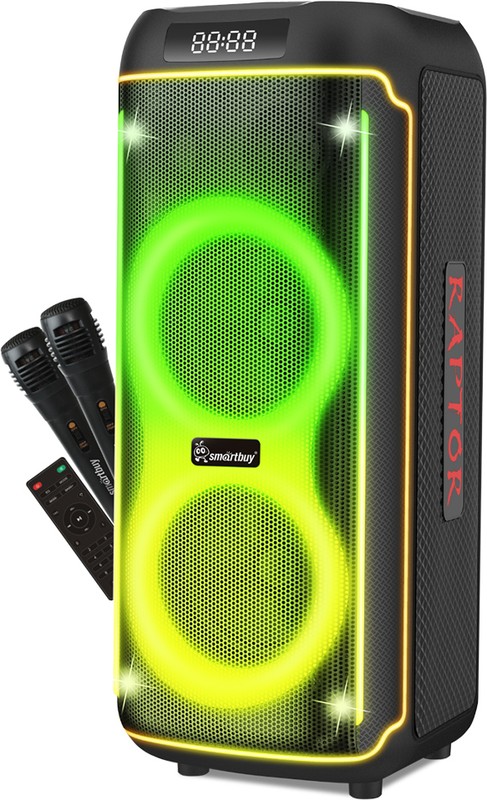 

Портативная акустика SmartBuy SBS-5760 напольная RAPTOR, 100Вт, RGB, USB/MicroSD/FM, 2 микрофона (1/1), SBS-5760