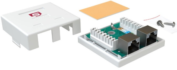 Изображение товара Розетка настенная SYSMATRIX SB 25ES.WH категория 5е с двумя экранированными портами