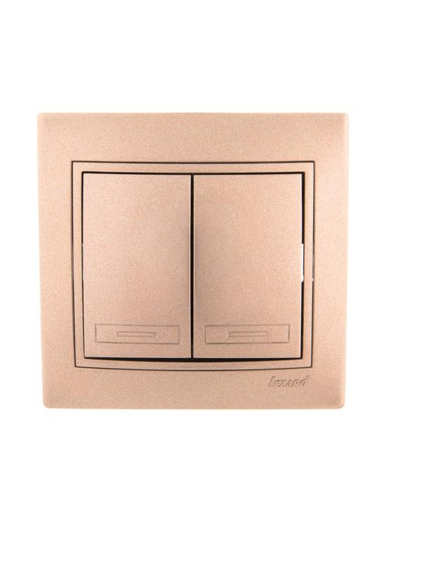 

Выключатель Lezard 701-3131-101 Mira 2-кл. СП 10А IP20 со вставкой свет. корич. перламутр., 701-3131-101